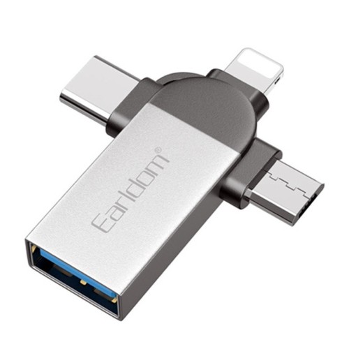 تبدیل USB OTG به میکرو یو اس بی / تایپ سی / لایتنینگ ارلدام ET-OT93