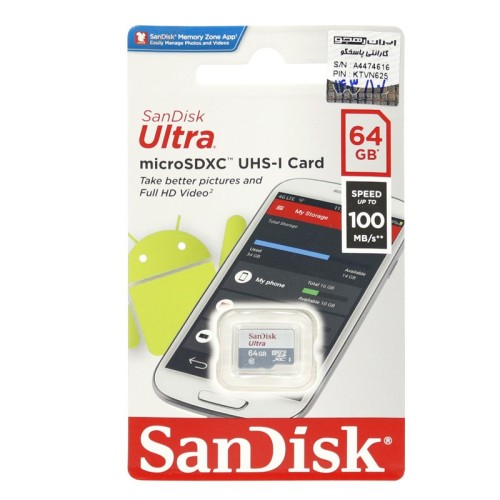 رم میکرو 64 گیگ سن دیسک SanDisk Ultra C10 U1 100MB/s