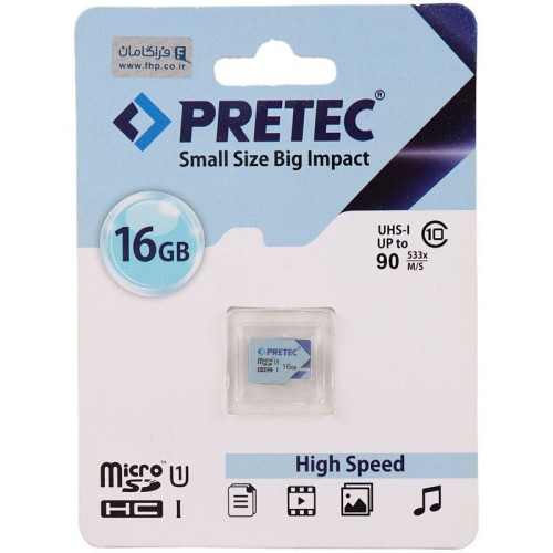 رم میکرو 16 گیگ پرتک Pretec 533X U1 C10 90MB/s