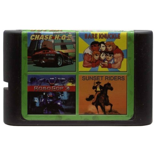 کارتریج چهار لبه بازی ماشین دزد و پلیس و شورش شهر و روبوکاپ و سوارکاران غروب سگا کد KC413