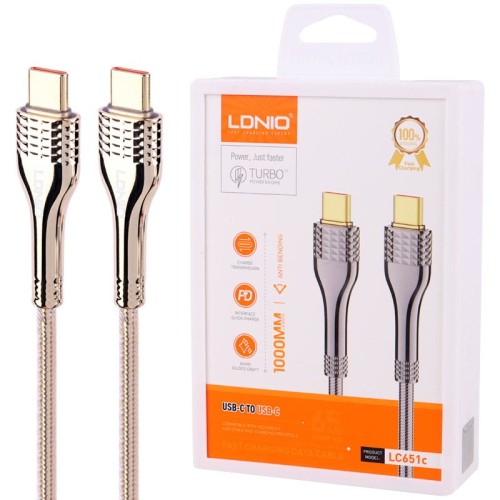 کابل دو سر تایپ سی فست شارژ 65 وات الدینیو LC651C طول 1 متر