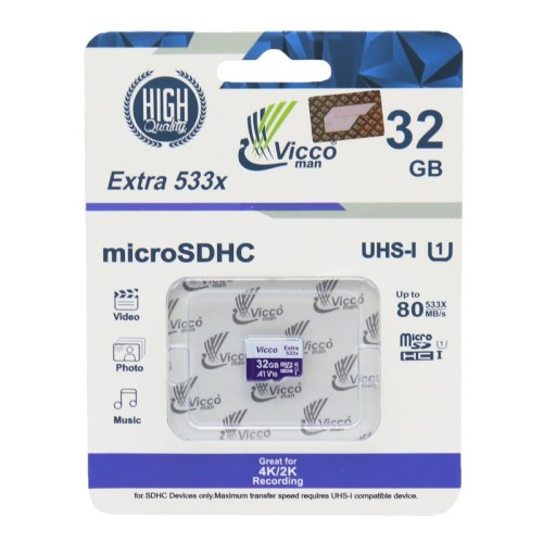 رم میکرو 32 گیگ ویکومن Vicco Extra U1 80MB/s بدون خشاب