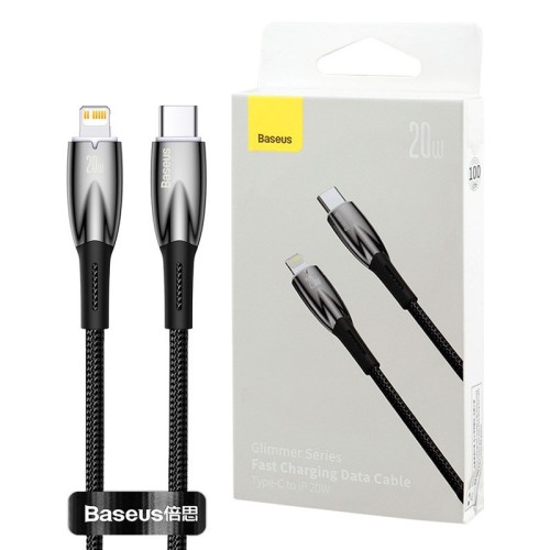 کابل تایپ سی به لایتنینگ فست شارژ 20 وات باسئوس Glimmer Series CADH00000 طول 1 متر